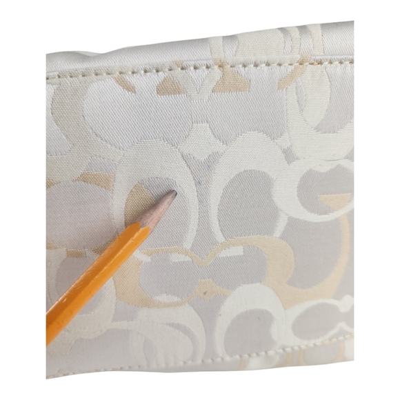 Coach Penelope Signature Cream / Gold Large Shoulder Bag Mom Tote Purse Classy - Picture 10 of 14